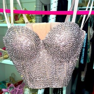 Pink Crystal embedded crop top